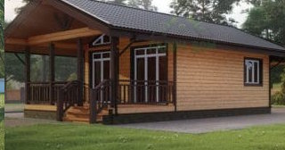 Проект одноэтажного дома из бруса с террасой - Строительство в Кимрах от Строй-Кмы от 135915 руб.